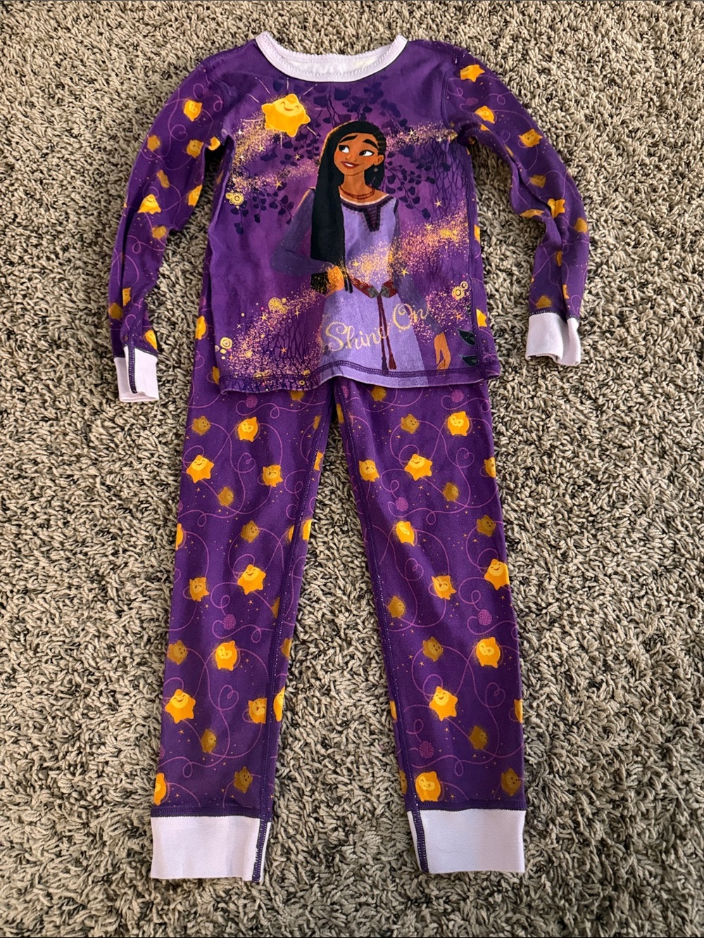 Disney Purple and Yellow Wish Pajama Set with Graphic Top
